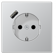 Jung LS 990 Алюминий Розетка с/з + USB тип A (USB type-A 5V)