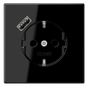 Jung LS 990 Черный Розетка с/з + USB тип A (USB type-A 5V)