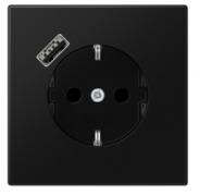 Jung LS 990 Черный матовый Розетка с/з + USB тип A (USB type-A 5V)
