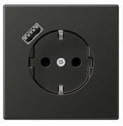 Jung LS 990 Антрацит Розетка с/з + USB тип A (USB type-A 5V)