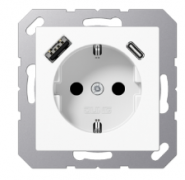 Jung A 500 Белый Розетка с/з USB A+С, (USB type-C 5V, USB type-A 5V)