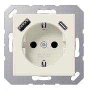 Jung A 500 Слоновая кость Розетка с/з USB A+С, (USB type-C 5V, USB type-A 5V)