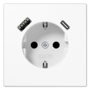 Jung LS 990 Белый Розетка с/з USB A+С, (USB type-C 5V, USB type-A 5V)