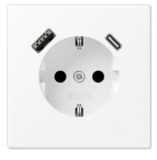 Jung LS 990 Белый матовый Розетка с/з USB A+С, (USB type-C 5V, USB type-A 5V)
