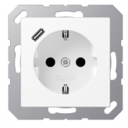 Jung A 500 Белый матовый Розетка с/з + USB тип C (USB type-C 5V)