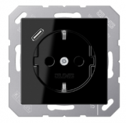 Jung A 500 Черный Розетка с/з + USB тип C (USB type-C 5V)