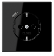 Jung LS 990 Черный Розетка с/з + USB тип C (USB type-C 5V)
