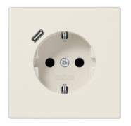 Jung LS 990 Слоновая кость Розетка с/з + USB тип C (USB type-C 5V)