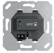 Jung Мех Черный USB-зарядное устройство, USB тип С 3А, 60 Вт с быстрой зарядкой