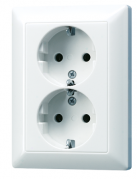 Jung ECO profi Белый Розетка двойная с/з в сборе, безвинтовые клеммы