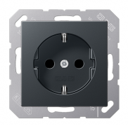 Jung A 500 Антрацит матовый Розетка с/з без шторок, безвинтовые клеммы