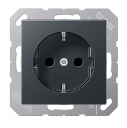Jung A 500 Антрацит матовый Розетка с/з со шторками, безвинтовые клеммы
