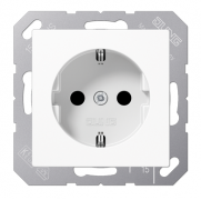 Jung A 500 Белый Розетка с/з со шторками, безвинтовые клеммы