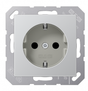 Jung A 500 Алюминий Розетка с/з без шторок, безвинтовые клеммы