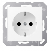 Jung A 500 Белый матовый Розетка с/з со шторками, безвинтовые клеммы