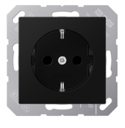 Jung A 500 Черный матовый Розетка с/з без шторок, безвинтовые клеммы