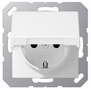 Jung A 500 Белый матовый Розетка с/з с крышкой без шторок, безвинтовые клеммы