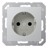 Jung A 500 Алюминий Розетка с/з со шторками, безвинтовые клеммы