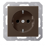 Jung A 500 Мокко Розетка с/з без шторок, безвинтовые клеммы