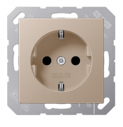 Jung A 500 Шампань Розетка с/з без шторок, безвинтовые клеммы