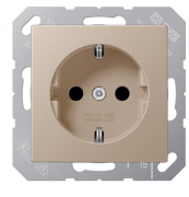 Jung A 500 Шампань Розетка с/з со шторками, безвинтовые клеммы