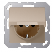 Jung A 500 Шампань Розетка с/з с крышкой со шторками, безвинтовые клеммы