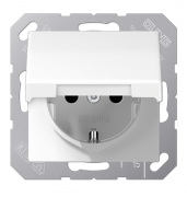 Jung AS 500 Белый Розетка с/з с крышкой без шторок , безвинтовые клеммы