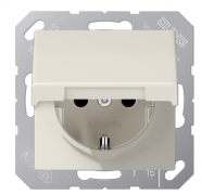 Jung AS 500 Слоновая кость Розетка с/з с крышкой без шторок , безвинтовые клеммы