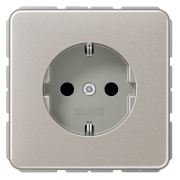 Jung CD 500 Платина Розетка с/з без шторок, безвинтовые клеммы