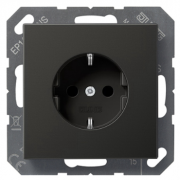 Jung ECO profi Черный матовый Розетка с/з без шторок, безвинтовые клеммы