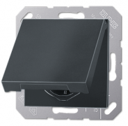 Jung ECO profi Антрацит матовый Розетка с/з с крышкой без шторок , безвинтовые клеммы