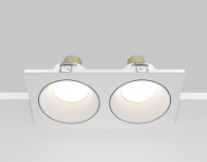 Maytoni Zoom Белый Встраиваемый квадратный светильник GU10 2x10Вт IP 65, DL033-2-02W