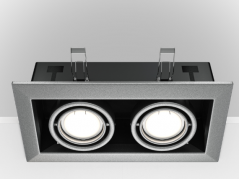 Maytoni Metal Modern Серебро Встраиваемый квадратный светильник GU10 2x10Вт, DL008-2-02-S