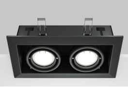 Maytoni Metal Modern Черный Встраиваемый квадратный светильник GU10 2x10Вт, DL008-2-02-B