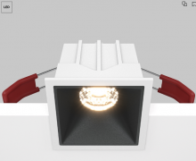 Maytoni Alfa Бело-черный Встраиваемый квадратный светильник LED 3000K 1x10Вт 36°, DL043-01-10W3K-SQ-WB
