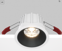 Maytoni Alfa Бело-черный Встраиваемый светильник LED 3000K 1x15Вт 36°, DL043-01-15W3K-RD-WB