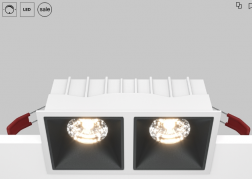 Maytoni Alfa Бело-черный Встраиваемый квадратный светильник LED 3000K 2x15Вт 36° Dim Triac, DL043-02-15W3K-D-SQ-WB