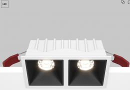 Maytoni Alfa Бело-черный Встраиваемый квадратный светильник LED 4000K 2x10Вт 36°, DL043-02-10W4K-SQ-WB