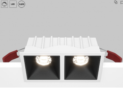 Maytoni Alfa Бело-черный Встраиваемый квадратный светильник LED 4000K 2x10Вт 36° Dim Triac, DL043-02-10W4K-D-SQ-WB