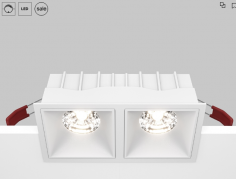 Maytoni Alfa Белый Встраиваемый квадратный светильник LED 4000K 2x15Вт 36° Dim Triac, DL043-02-15W4K-D-SQ-W