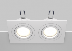 Maytoni Atom Белый Встраиваемый квадратный светильник GU10 2x10Вт, DL024-2-02W