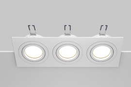 Maytoni Atom Белый Встраиваемый квадратный светильник GU10 3x10Вт, DL024-2-03W