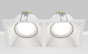 Maytoni Dot Белый Встраиваемый под шпаклевку квадратный светильник GU10 2x10Вт, DL029-2-02W