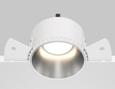 Maytoni Share Матовое Серебро Встраиваемый светильник под шпаклевку GU10 1x10Вт,  DL051-01-GU10-RD-WS,  белый/серебро,  неповоротный,   цоколь - GU10,   мощность - 20 Вт