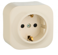 Legrand Quteo Слоновая кость Розетка с/з со шторками, винтовые клеммы