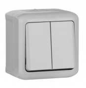 Legrand Quteo Серый Выключатель 2-кл IP44