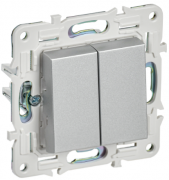 IEK Skandy Серебряный Переключатель 2-клавишный