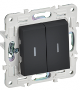 IEK Skandy Графит Переключатель 2-клавишный с подсветкой