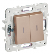 IEK Skandy Песчаный Выключатель 2-клавишный с подсветкой