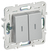 IEK Skandy Серебряный Переключатель 2-клавишный с подсветкой
